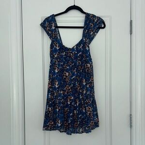 Free People Floral Blue Sleeveless Dress